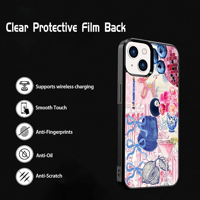 Aesthetic Collage Shockproof Protective Trendy Preppy Phone Case for iPhone 14 Cute Flower Bow Cover