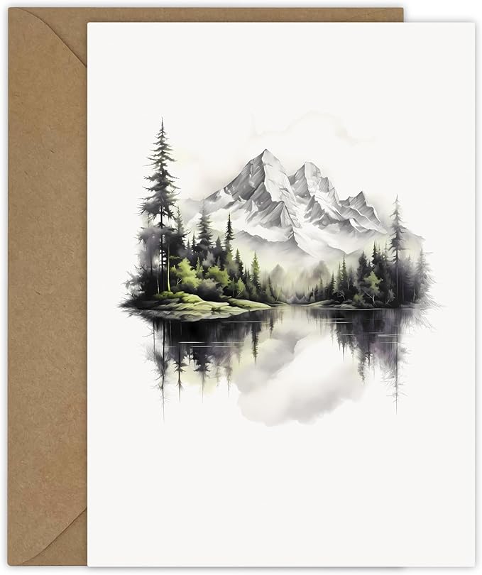25 Watercolor Landscape Greeting Cards All Occasion Blank Note Cards with Envelopes (Landscape 5x5)