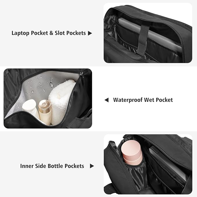 G4Free Expandable Duffle Bag for Travel Weekender Overnight Carry On Tote Duffel Bags for Men Women (Black)