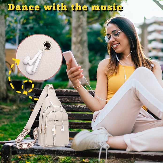 Leather Sling Bag for Women,Travel Small Sling Bag Crossbody Bags for Women-Vegan Leather Fanny Pack Crossbody Bags