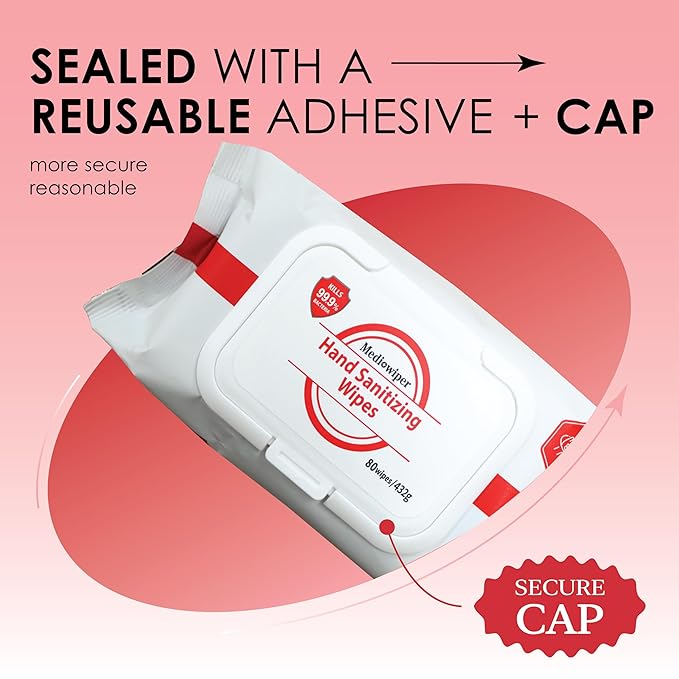 MEDIWIPER 80ct Alcohol-Free Hand Sanitizing Wipes Unscnted Wet Wipe, Hand Sanitizer (320 Wipes (80 * 4))