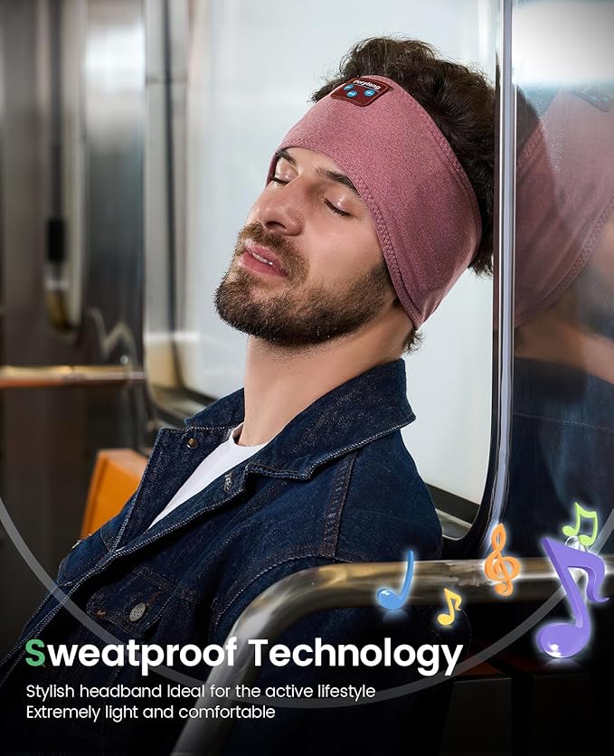 Perytong Sleep Headphones Bluetooth 5.2 Headband, Sports Wireless Earphones Music Sleeping Eye Mask Earbuds with HD Stereo Speaker for Mom Dad Women Men Teen Running Cool Gadgets Unique Gifts