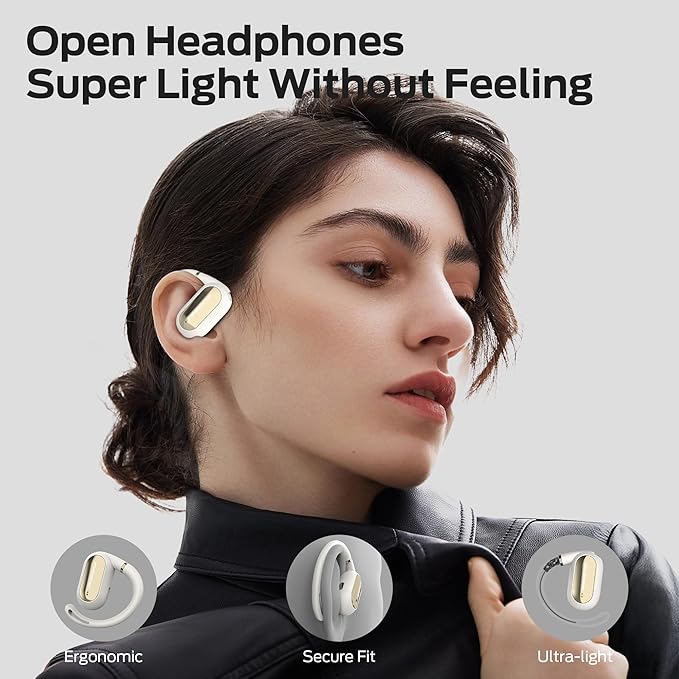 Monster Open Ear AC322, Bluetooth 5.4 Headset, 36H Battery Life, IPX5 Waterproof, Clear Communication, Ergonomic Design, Ear Angle Adjustable, Not Easy to Fall Off Wireless Bluetooth Headset.