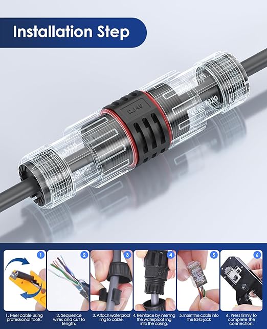 Starlink Ethernet Cable Adapter, Starlink SPX Plug to RJ45 Connectors, Waterproof Kits Designed for Starlink Gen 2 Dish and Router Starlink Accessories (2 Pack, 1M)