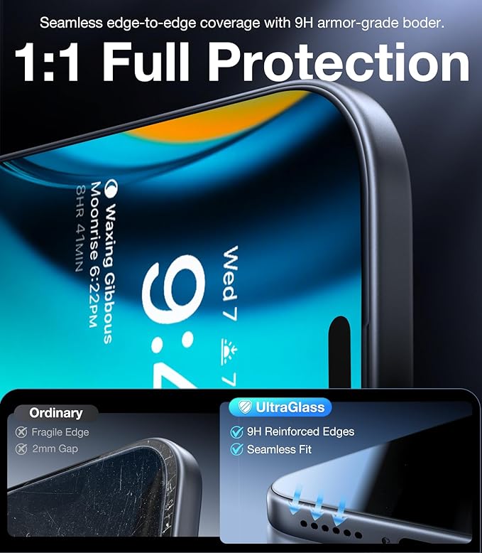 UltraGlass TOP 9H+ Armor for iPhone 17 Privacy Screen Protector [No.1 Military Grade Shatterproof] Privacy Screen iPhone 17 Tempered Glass [100% Anti-Spy] Longest Durable, 2 Pack