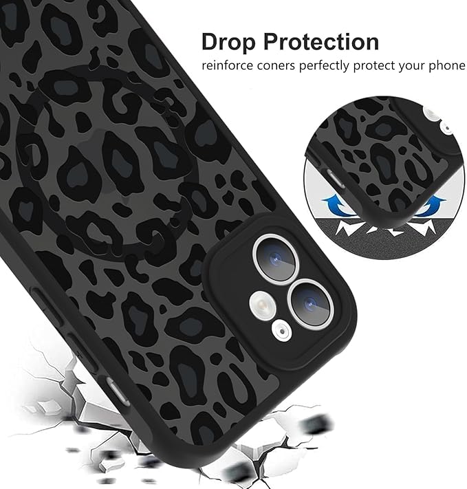 KANGHAR Case for iPhone 12 Phone Case [Compatible with Magsafe] Leopard Printed Pattern Cute Cheetah Protective Magnetic Case for Girls Women Men 6.1"