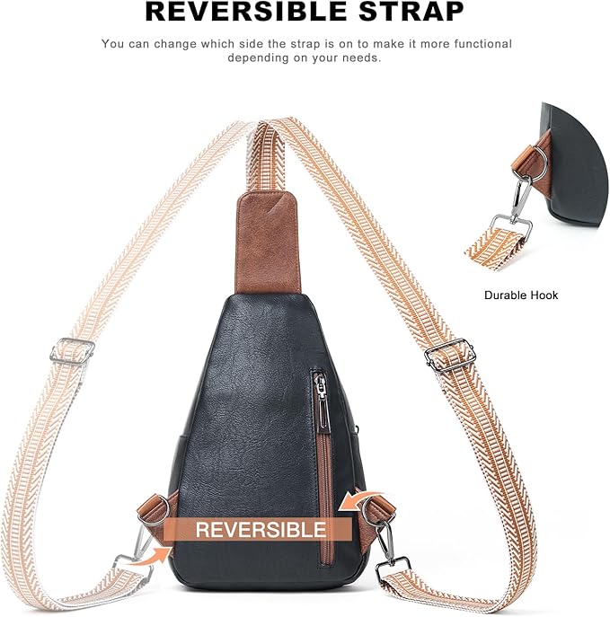 Sling Bag for Women Crossbody Purse Leather Crossbody Bag Fanny Pack Chest Pack for Travel Everyday Vacation