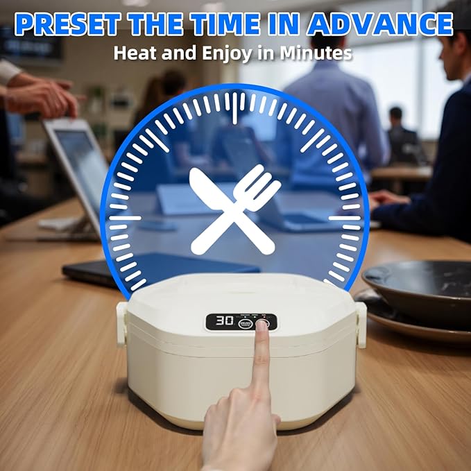 Cordless Electric Lunch Box for Adults,1L Extra-Large Capacity Lunch Box with Insulated Bag,16000mAh Rechargeable Self-Heating Food Warmer with Smart Timer Function for Travel,Camping,Officing