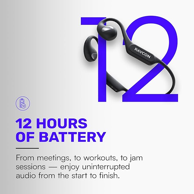 Raycon Open Headphones – Lightweight Wireless Over-Ear Design with Immersive Sound Quality, Long Battery Life, and Comfortable Fit for All-Day Wear - (Black)