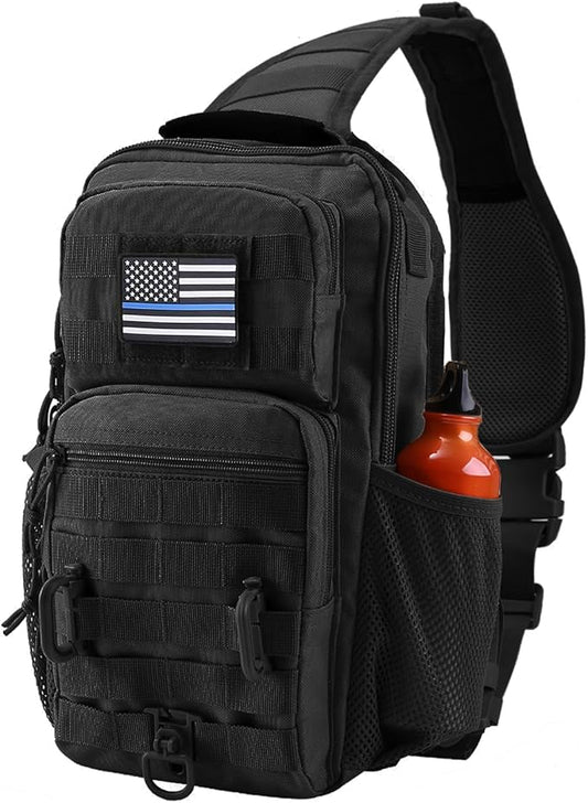Tactical Shoulder Sling Bag, Small Chest Pack, 13L Backpack for Men Outdoor Sports, Black