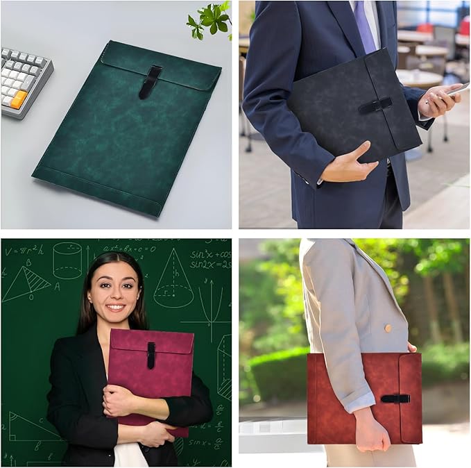 Brown PU Leather File Folder, Snap Closure File Organizer, Important Document Folder, Document Organizer, Laptop Sleeve Notebook Case, Leather Folder A4 Envelopes Filing Folder