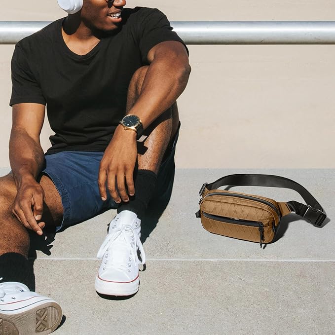 tomtoc 1.5L X-Pac Sling Bag with RFID Blocking, Crossbody Bag Minimalist Chest Shoulder Pack for Men/Women, Water-resistant Lightweight Casual Funny Pack for Travel, Daily Commute