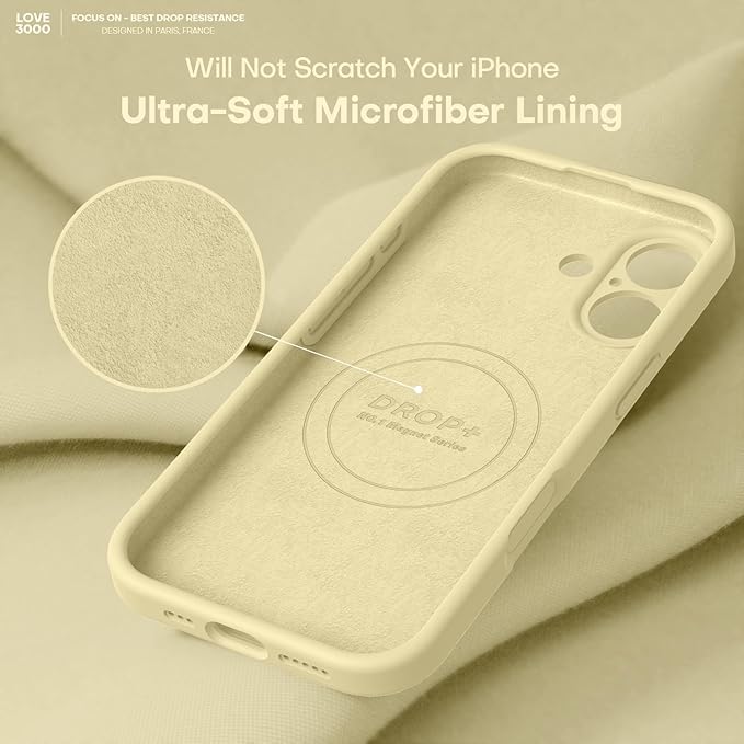 LOVE 3000 Designed for iPhone 17 Case, Premium Silicone [Compatible with Magsafe][Soft Anti-Scratch Microfiber Lining] Shockproof Protective Phone Case for Men Women 6.3", Creamy Yellow