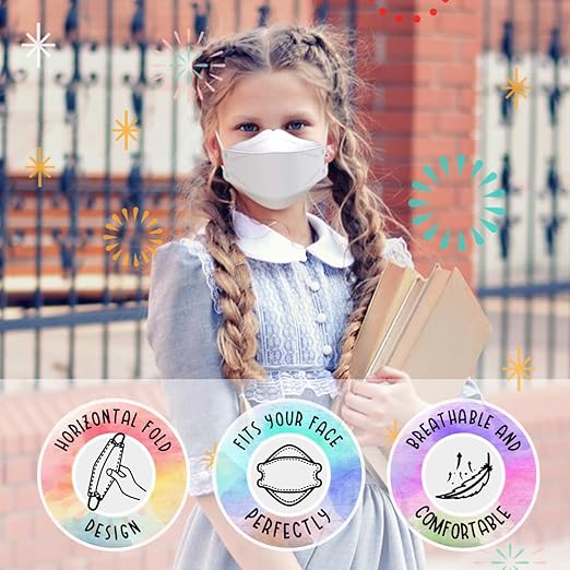 LEVENIS Kids Face Masks for Children 50 Pack, Breathable Comfortable and Disposable Mask, White