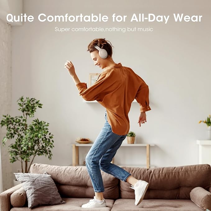 DOQAUS Upgrade Bluetooth Headphones Over Ear, 90H Playtime BT 5.3 Wireless Headphone EQ Modes, Built-in HD Mic, HiFi Stereo Sound, Deep Bass, Memory Foam Cups for Phone/PC&Travel/Gym/Workout