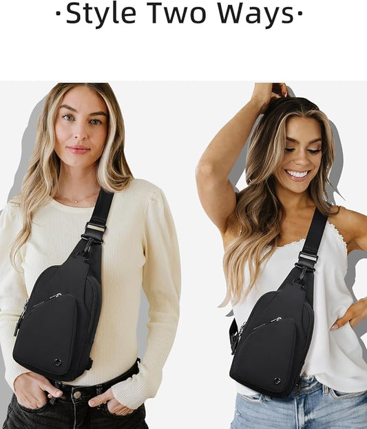 WESTBRONCO Small Sling Bag for Women Nylon Crossbody Sling Backpck Lightweight for Travel Casual Daily