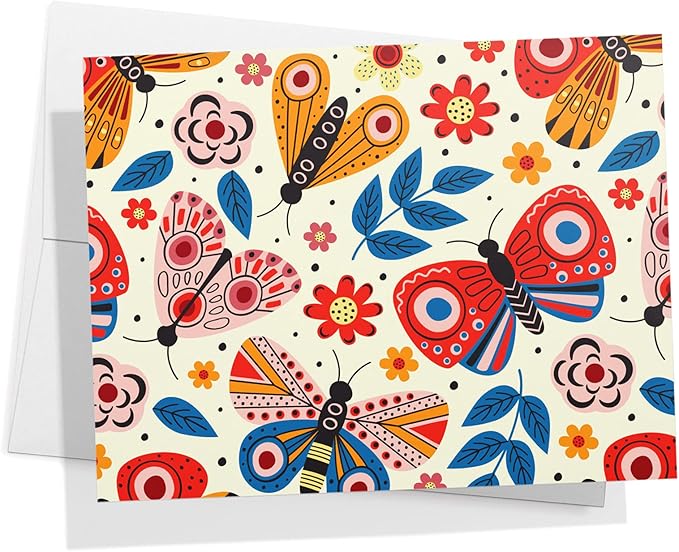 Twigs Paper - Assorted Cute Butterfly Greeting Cards - Stationery Cards with Envelopes - Thank You Card - Blank Note Cards - Greeting Cards for All Occasions - Made in USA (5.5 x 4.25, Set of 12)