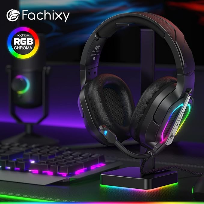FC200 PC Gaming Headset for PS4, PS5, Switch, Xbox One, Mac, Noise Canceling Headphones with Microphone, Computer Headset with 3.5mm Jack & RGB Light