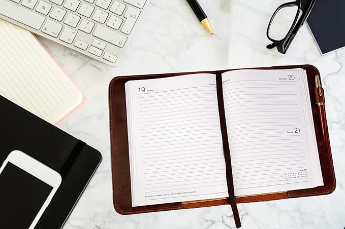 Brown Leather Journal Cover, Distressed XL Journal 7.5x9.75 Handmade Leather Notebook Bible Cover Travelers Notebook Refillable Planner B5 Composition Notebook Holder