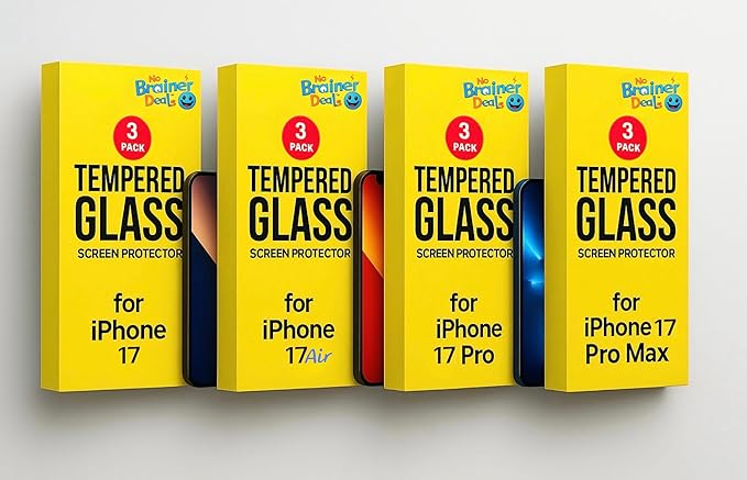 Screen Protector for iPhone 17 – 6.3” – 3-Pack [9H Hardness] Tempered Glass – Scratch and Impact Resistant, Easy Install – High Sensitivity – Case-Friendly
