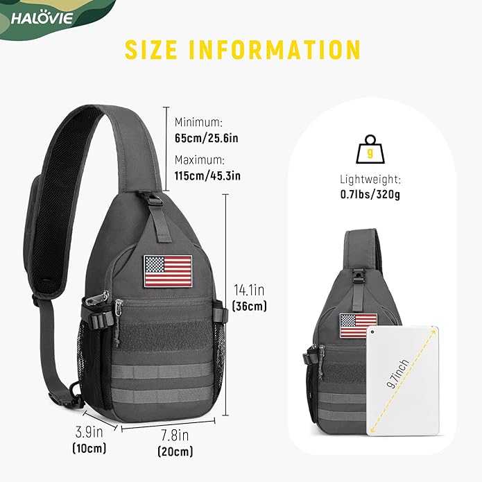 HALOVIE Crossbody Sling Bag Anti Theft Crossbody Backpack RFID Sling Backpack Lightweight Travel Hiking Chest Bag