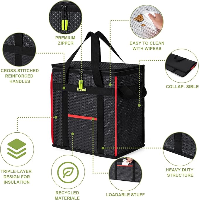 Insulated Reusable Grocery Bags, Premium Quality Cooler Bags insulated bag
