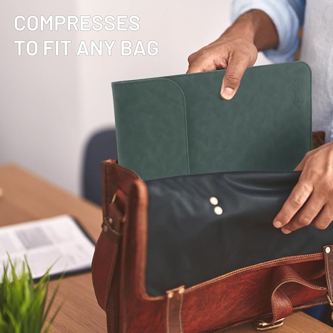 Allinside 13-13.3 inch Laptop Sleeve Case for MacBook Pro 14 2021–2024 (A2992, A3112, A3401, A3185)/MacBook Air 13 2010-2017/MacBook Pro 13 2010-2015, PU Suede Leather Laptop Case Cover, Dark Green