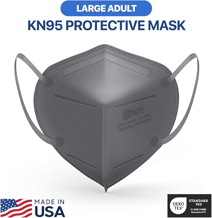BNX KN95 Face Masks Made in USA (Adult Large, Adult Medium, Kids Small) (Earloop) (Model: E95/E95M/E95S)