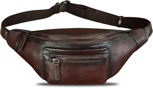 Genuine Leather Fanny Pack for Men and Women Vintage Handmade Leather Waist Bag Sling Bag Sling Backpack Purse Hip Crossbody Bag (Coffee)