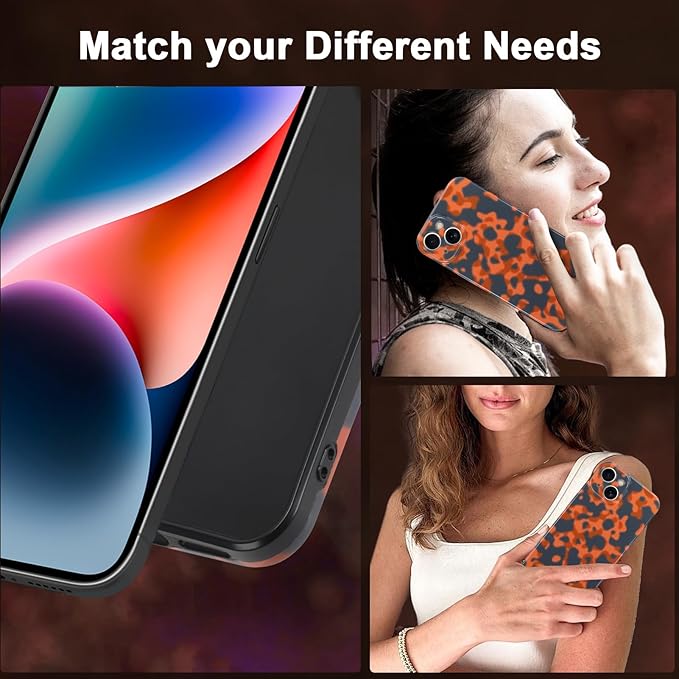 Phone Case for iPhone 14 Case Rusty Tortoiseshell Print TPU Slim Phone Cover for Women Girls Grily Brown Shockproof Phone Cover for iPhone 14, Tortoise Print