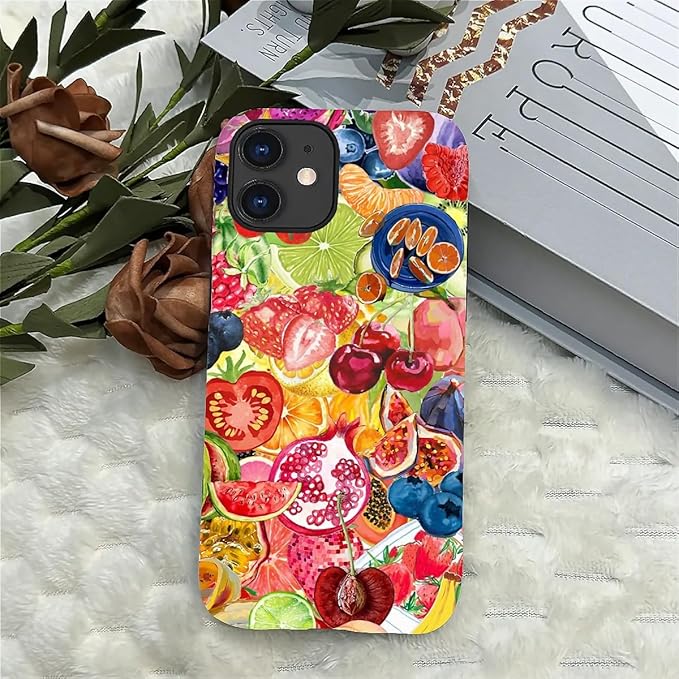 Case for iPhone 11,Summer Fruit Collage for Woman Men Full Body Protective Cover Shockproof 2 in 1 Silicone + Hard PC Case for iPhone 11