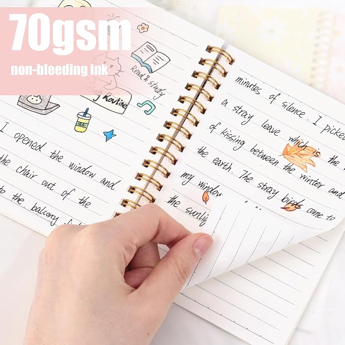 Koogel 8PCS Cute Spiral Notebook Journal, A6 Hardcover Journal Pocket Notebooks, 80 Sheets/160 Pages Wirebound Diary Planner for Back to School Office Home Women Gifts Supplies