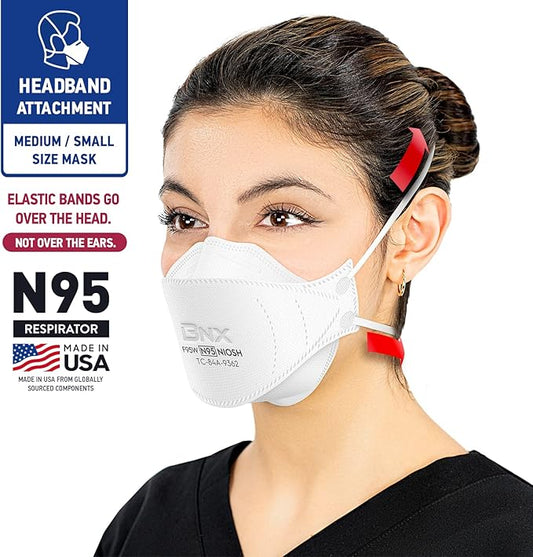 BNX N95 Mask NIOSH Certified MADE IN USA Face Mask, Tri-Fold Cup/Fish Style, 10,20,50-Pack - Black, White (Model F95B,F95W)