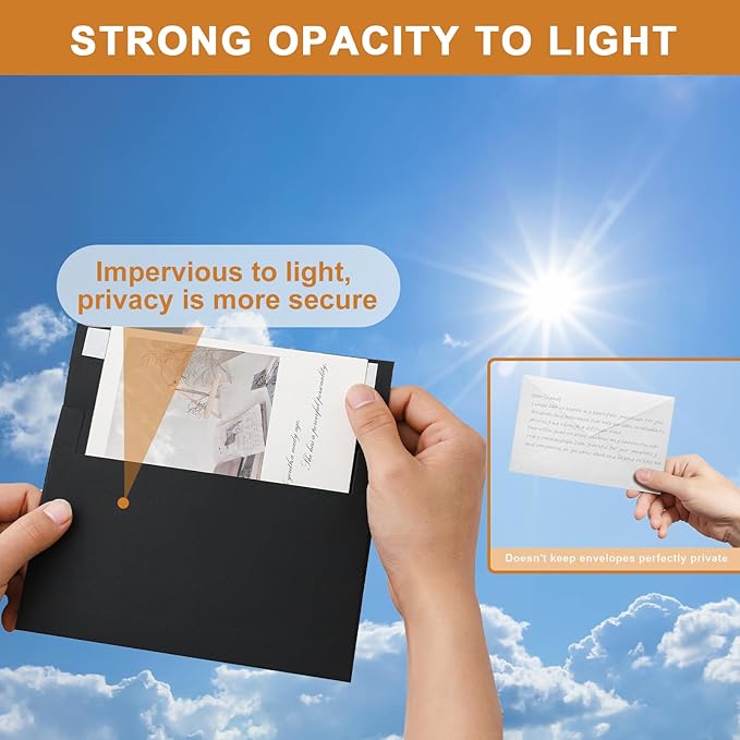 Black Blank Cards and Envelopes 4.25 x 5.5 Heavyweight Single Panel Cardstock and A2 Envelopes Printable Self Seal 20 Packs for DIY Wedding Invitations, Birthday, Thank You Cards