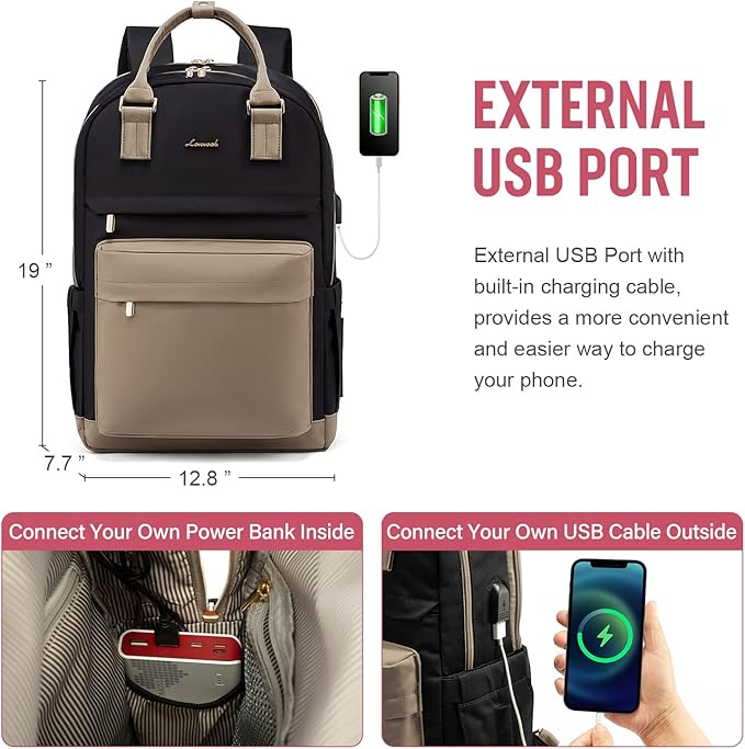 LOVEVOOK Laptop Backpack for Women Men, 17.3 Inch Laptop Bag with USB Port Fashion Waterproof Backpacks Teacher Nurse Stylish Travel Bags Vintage Daypacks Bookbag for College School Work