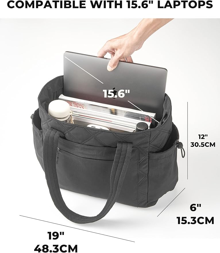 Tote Bag for Women, Lightweight Puffer bag with Zipper & Compartments, Quilted Shoulder Bag for Work, Travel,Gym