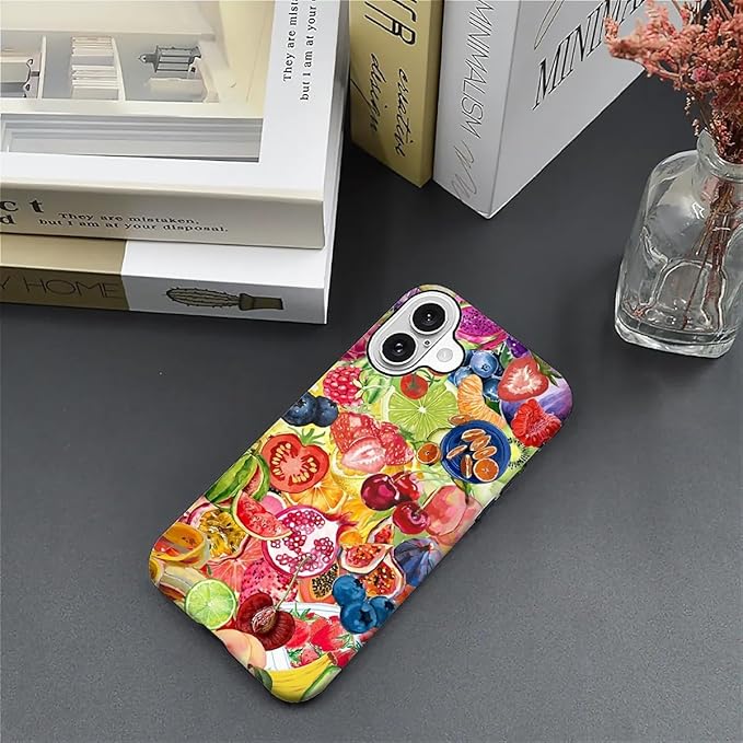 Case for iPhone 16 Plus,Summer Fruit Collage for Woman Men Full Body Protective Cover Shockproof 2 in 1 Silicone + Hard PC Case for iPhone 16 Plus