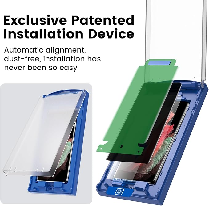 MOHAVE 2 Pack [Auto Alignment/Dust Removal] Privacy Screen Protector for Samsung Galaxy S21 Ultra 5G 6.8″, 3D Curved Anti Spy Private Film, 7H Hybrid Material, 100% Ultrasonic Fingerprint ID