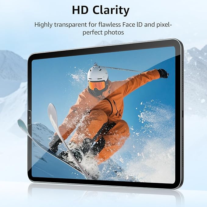 2-Pack Glass Screen Protector for iPad Pro 12.9", 6th 5th 4th 3rd Generation (2022/2021/2020/2018) Military Shatterproof, 9H+ Hardness, Auto-Alignment Frame, Anti-Fingerprint, HD Clear, Scratch Resistant