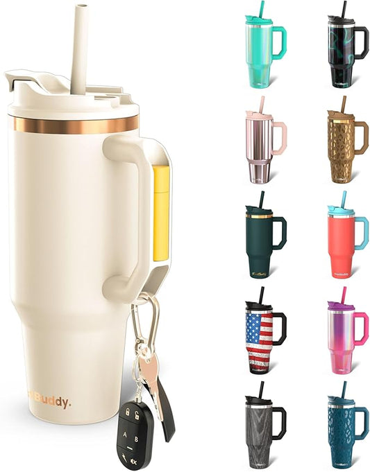 Frost Buddy Thicc Buddy - 40 oz Stainless Steel Vacuum Insulated Tumbler with Lid and Straw for Water - Travel Mug Cupholder Friendly - Gifts for Women Men Him Her (Copper Kiss)