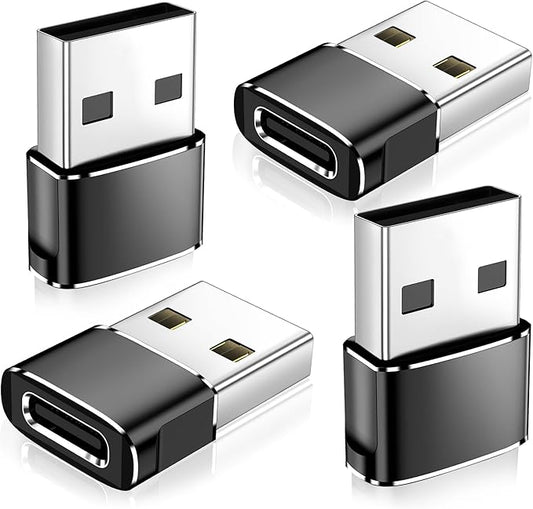 𝟒𝐏𝐚𝐜𝐤 𝐔𝐩𝐠𝐫𝐚𝐝𝐞𝐝 USB to USB C Adapter,Type-C Female to A Male Charger Converter for iPhone 17 Charger,iWatch Ultra SE 9 10,iPhone 17 Pro Max 16 15 12,Samsung S25,AirPods,iPad,Car,PS4
