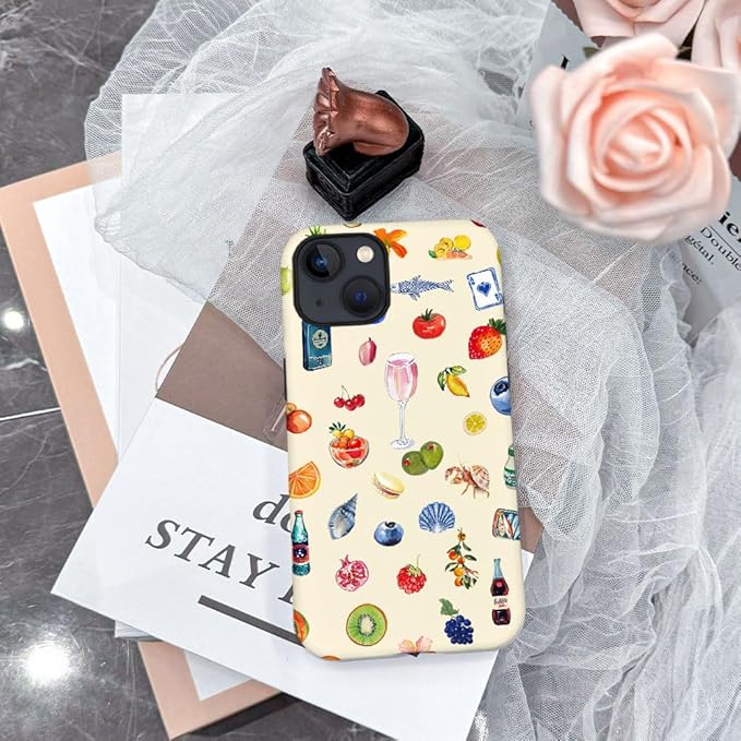 DAIZAG Case Compatible with iPhone 13,Fit Shockproof Cover for Women Girls,Fruit Flower Seashell Aesthetic