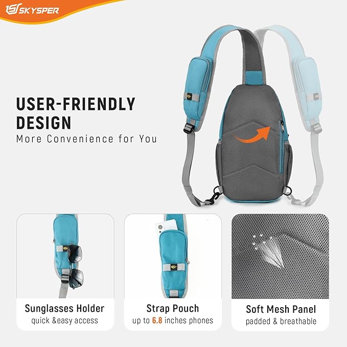 SKYSPER Sling Bag RFID Cross Body Bag Recycled Crossbody Backpack Travel Daypack