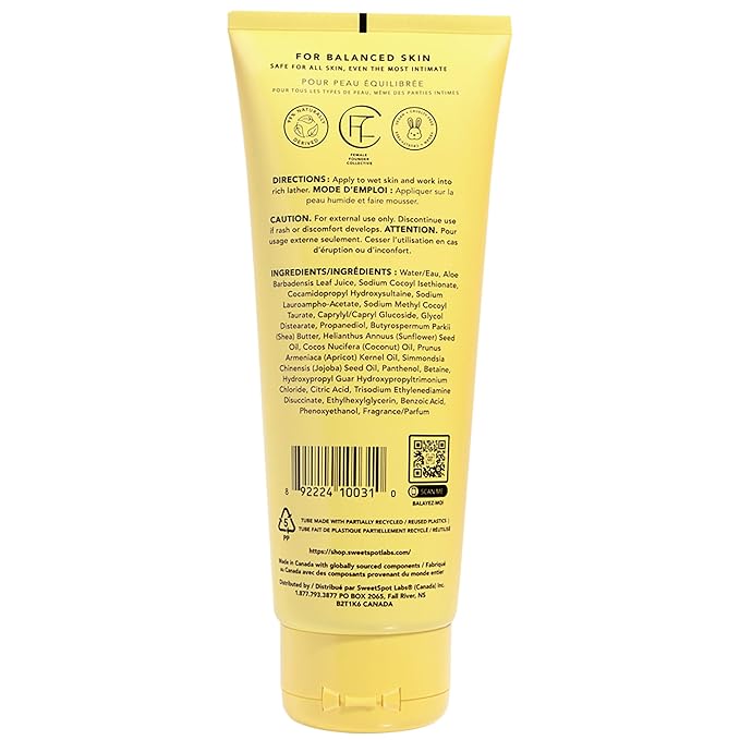 SweetSpot Labs pH Balanced Wash, Gentle Vanilla Blossom Scent, with Shea Butter and Aloe Vera, Sulfate Free, 8 oz (Pack of 3)