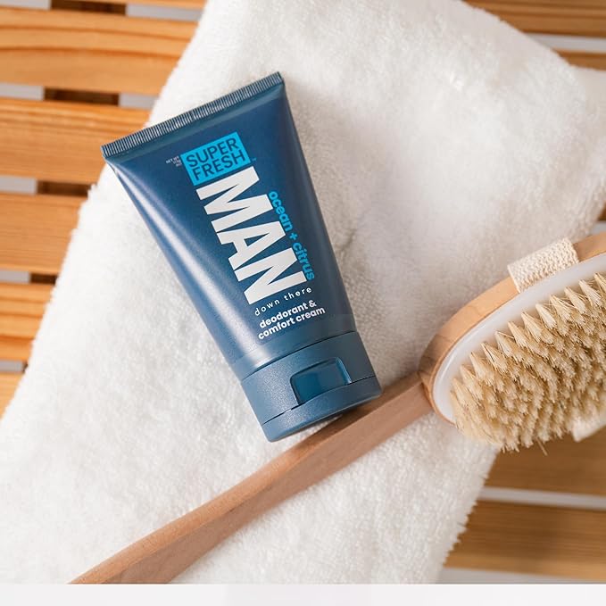 Super Fresh Ball Deodorant Lotion for Men Aluminum Free Hygiene Cream for Groin Butt and Body Controls Odor Reduces Chafing Twin Pack 4 oz Tubes for Daily Freshness Comfort and Sweat Protection