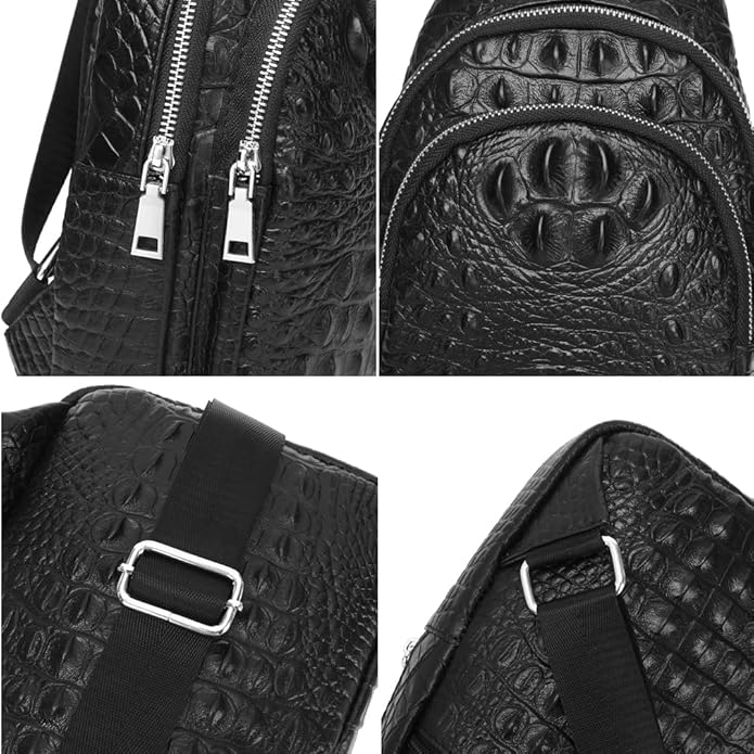 KPYWZER Vintage Leather Sling Bag Backpack for Men Crossbody Shoulder Chest DayPack Backpacks