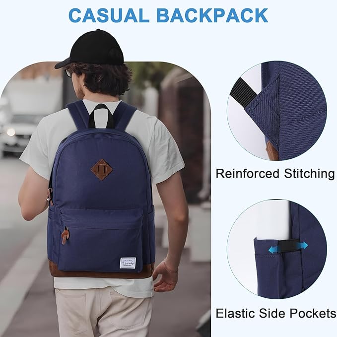 Backpack for Men Women,VASCHY Classic Water-resistant Lightweight Travel School Backpack Casual Daypack