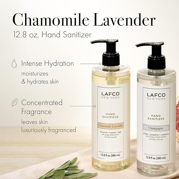 LAFCO New York Hand Sanitizer, Chamomile Lavender - 12.8 fl oz - Purifies & Hydrates - Cruelty Free