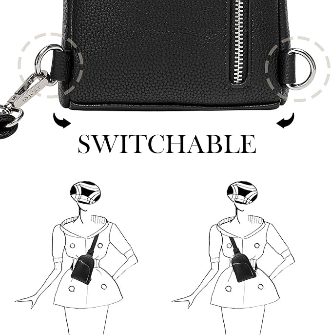 INICAT RFID Blocking Sling Bag Leather Crossbody Bags for Women Fanny Pack Cross Body for Woman Chest Bag for Travel 1.9L