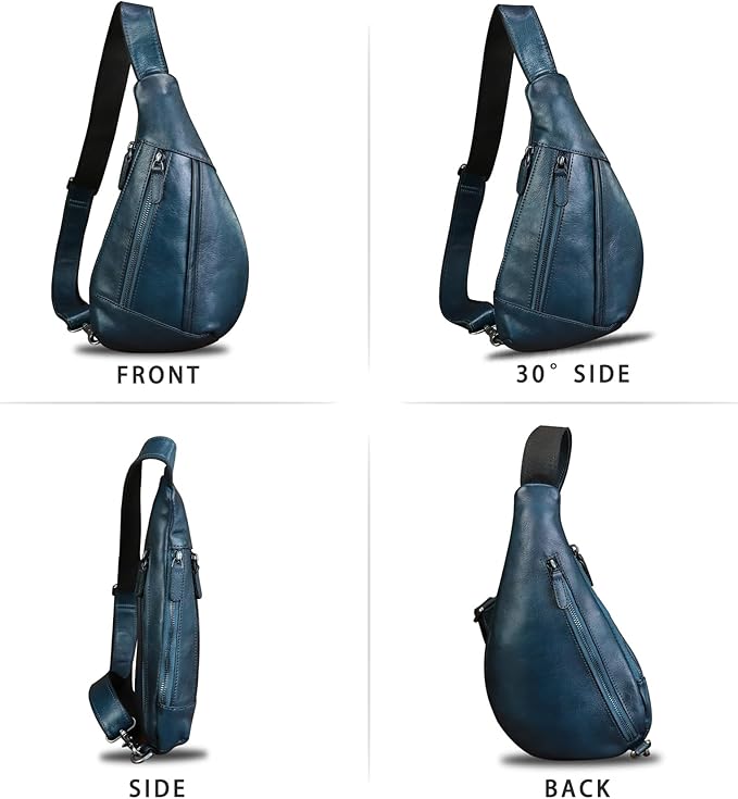 LRTO Genuine Leather Sling Bag for Men and Women Vintage Real Leather Crossbody Chest Bags Backpack Purse for Travel Hiking